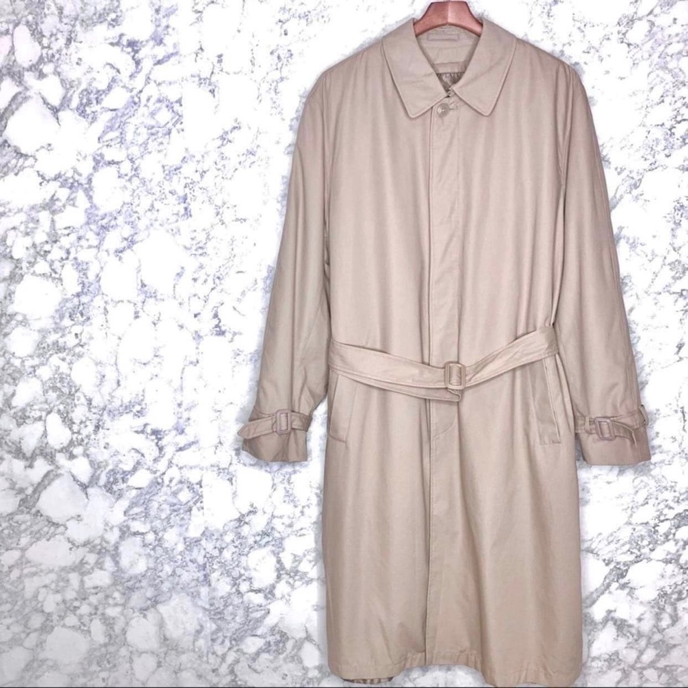 London Fog Vintage Men’s Tan Belted Trench Coat With Detachable Liner Size 42R - Picture 4 of 15